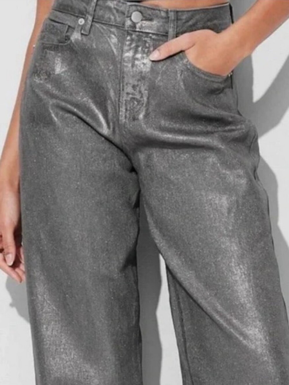 Wild Fable High Rise Baggy Fit Silver Grey Jeans Size 12 31.5 In Inseam NWT - Picture 2 of 6